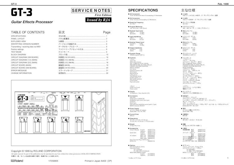 Husk tage ned Anzai PDF) Boss GT-3 Repair Manual - DOKUMEN.TIPS