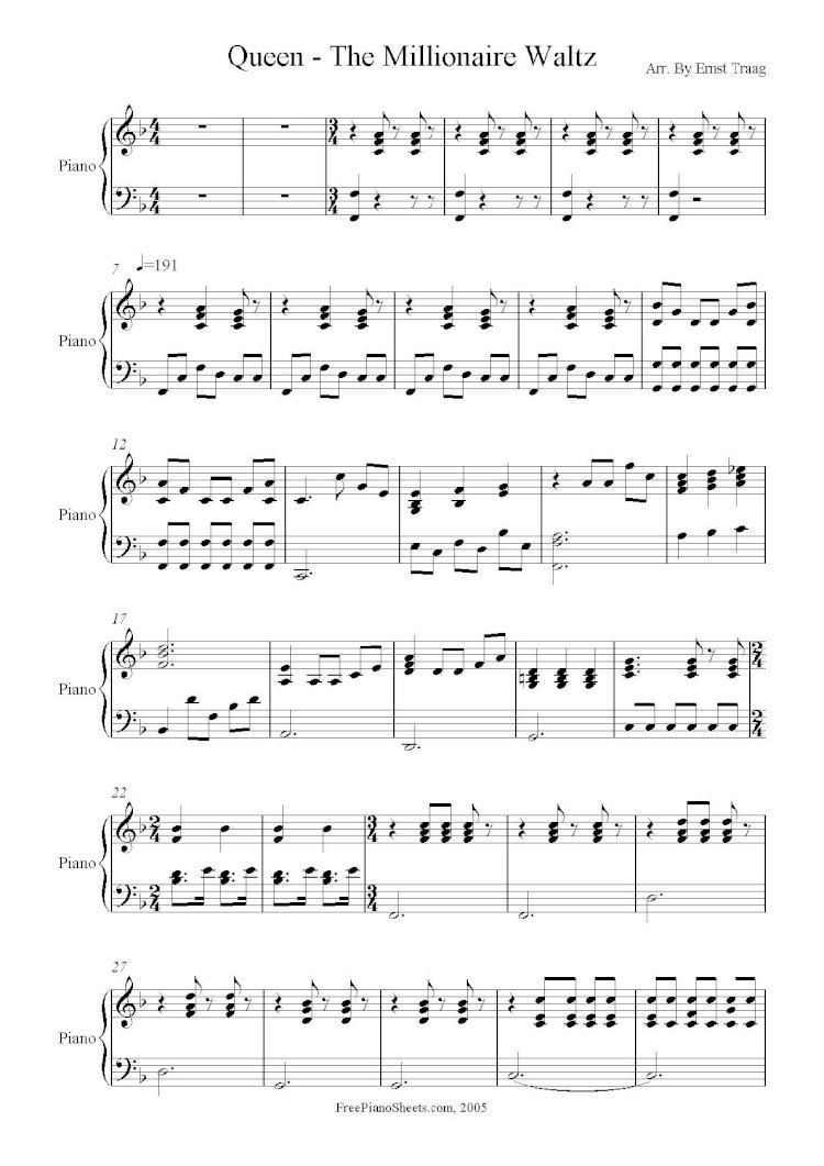PDF) The Millionaire Waltz - Queen Piano Sheet Music - DOKUMEN.TIPS