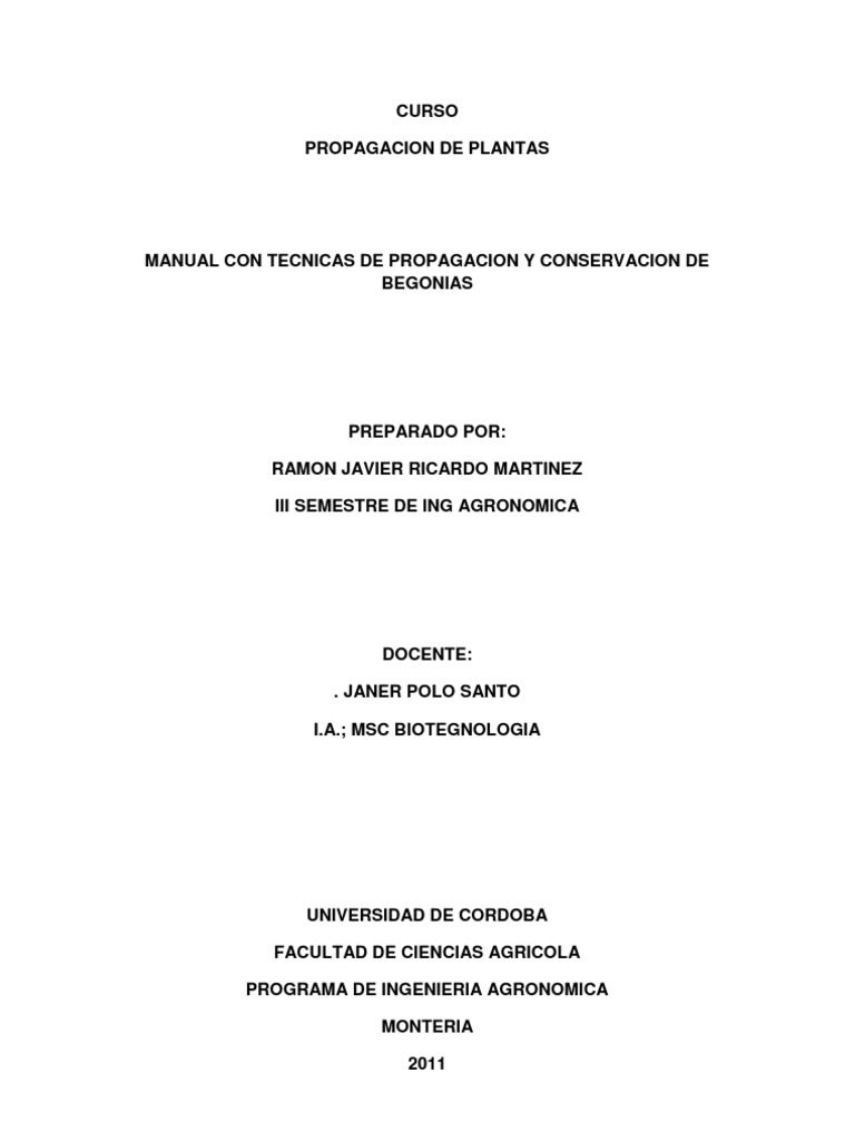 PDF) Manual de Propagacion de Begonias 