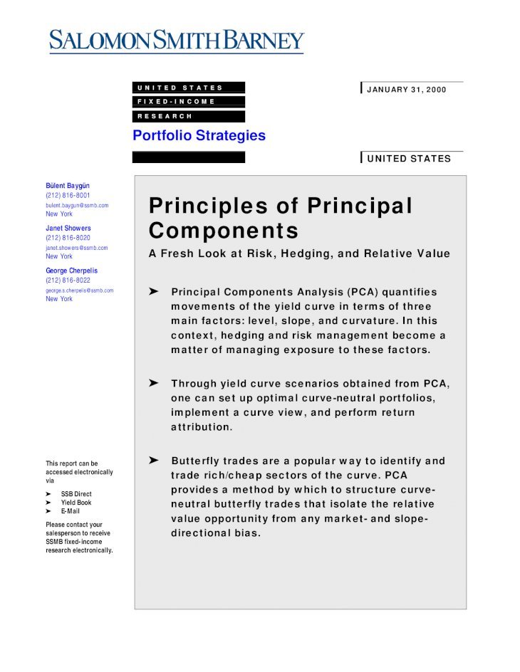 PDF) 19607034 Salomon Smith Barney Principles of Principal Components a  Fresh Look at Risk Hedging and Relative Value - DOKUMEN.TIPS