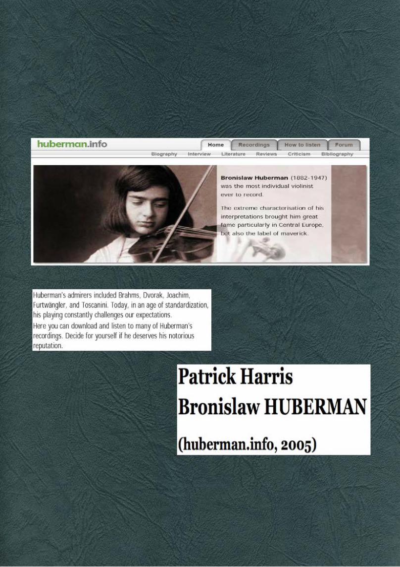 PDF) HARRIS, Patrick • Bronislaw Huberman (huberman.info, 2005) [a  biography and bibliography of the great violinist] - DOKUMEN.TIPS
