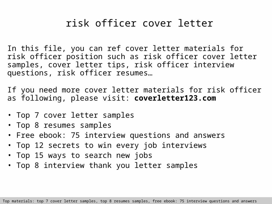 cover letter for risk officer