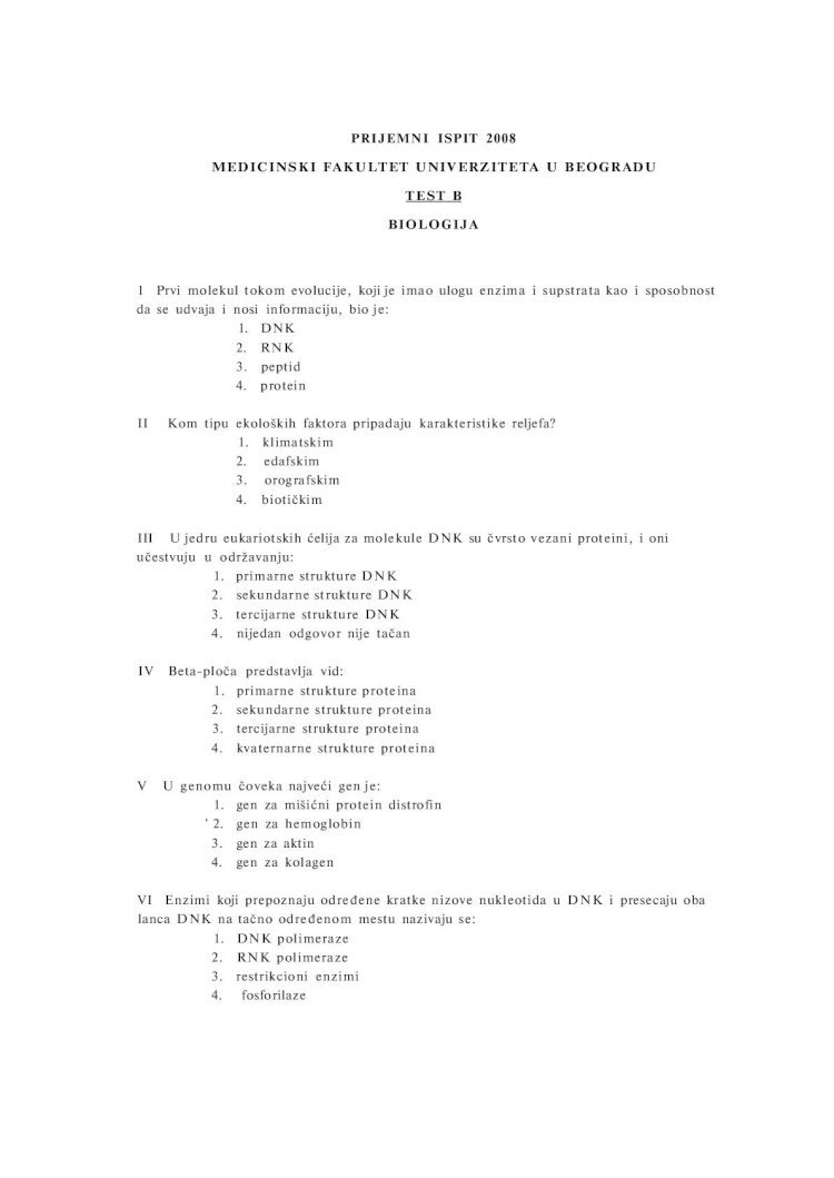 PDF) 2009 prijemni ispit--biologija-medicinski-fakultet(1) - DOKUMEN.TIPS