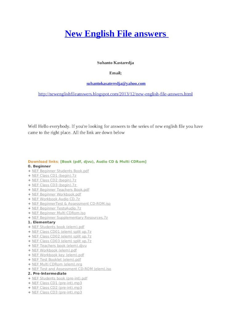 DOCX) New English File Answers _Instructional Materials - DOKUMEN.TIPS