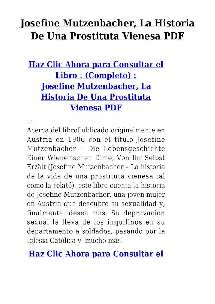 PDF) Josefine Mutzenbacher, La Historia de Una Prostituta Vienesa PDF -  DOKUMEN.TIPS