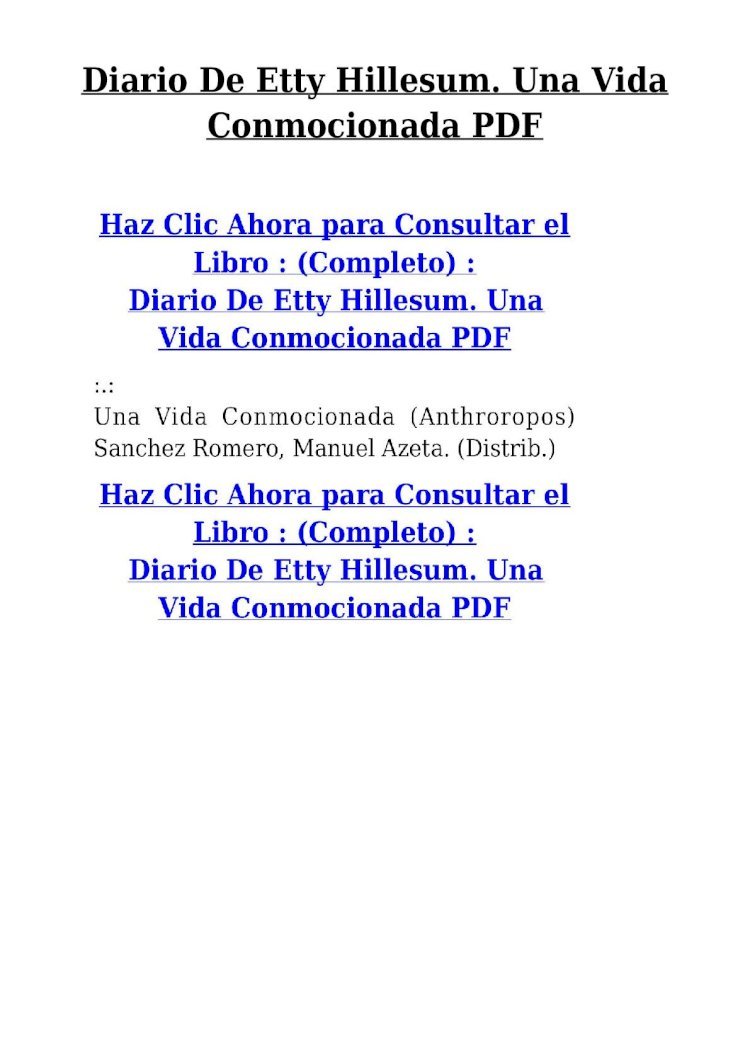 PDF) Diario de Etty Hillesum. Una Vida Conmocionada PDF - DOKUMEN.TIPS