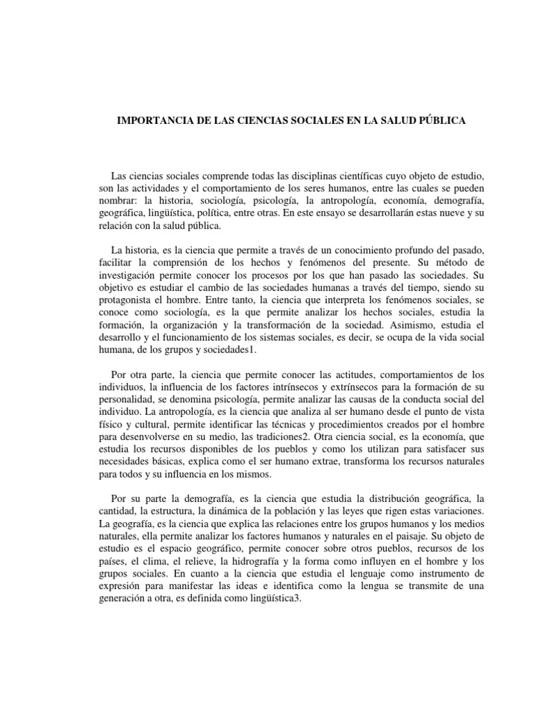 PDF) Importancia de Las Ciencias Sociales en La Salud Publica - DOKUMEN.TIPS