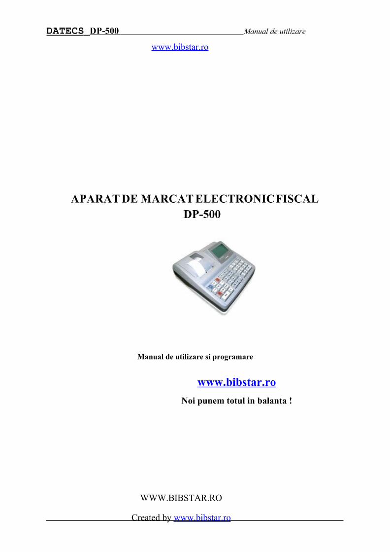 PDF) Manual Utilizare Si Programare Datecs Dp 500 - DOKUMEN.TIPS