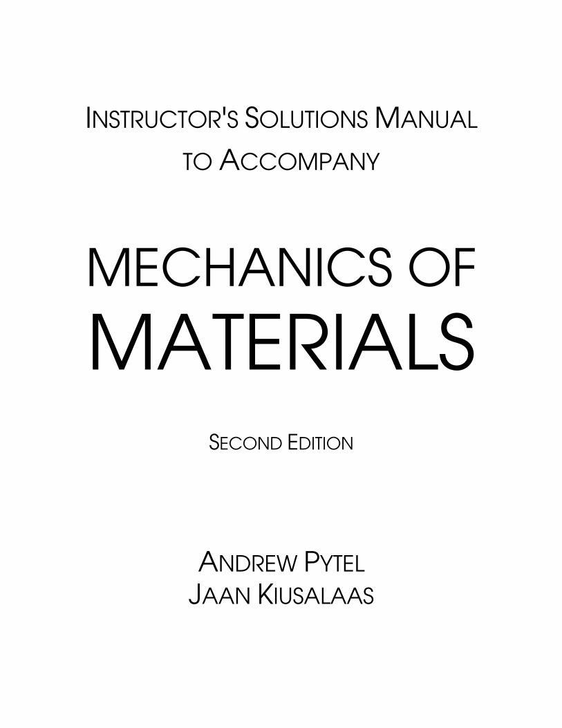 PDF) 201374352 Pytel Mechanics of Materials 2e Solutions - DOKUMEN.TIPS