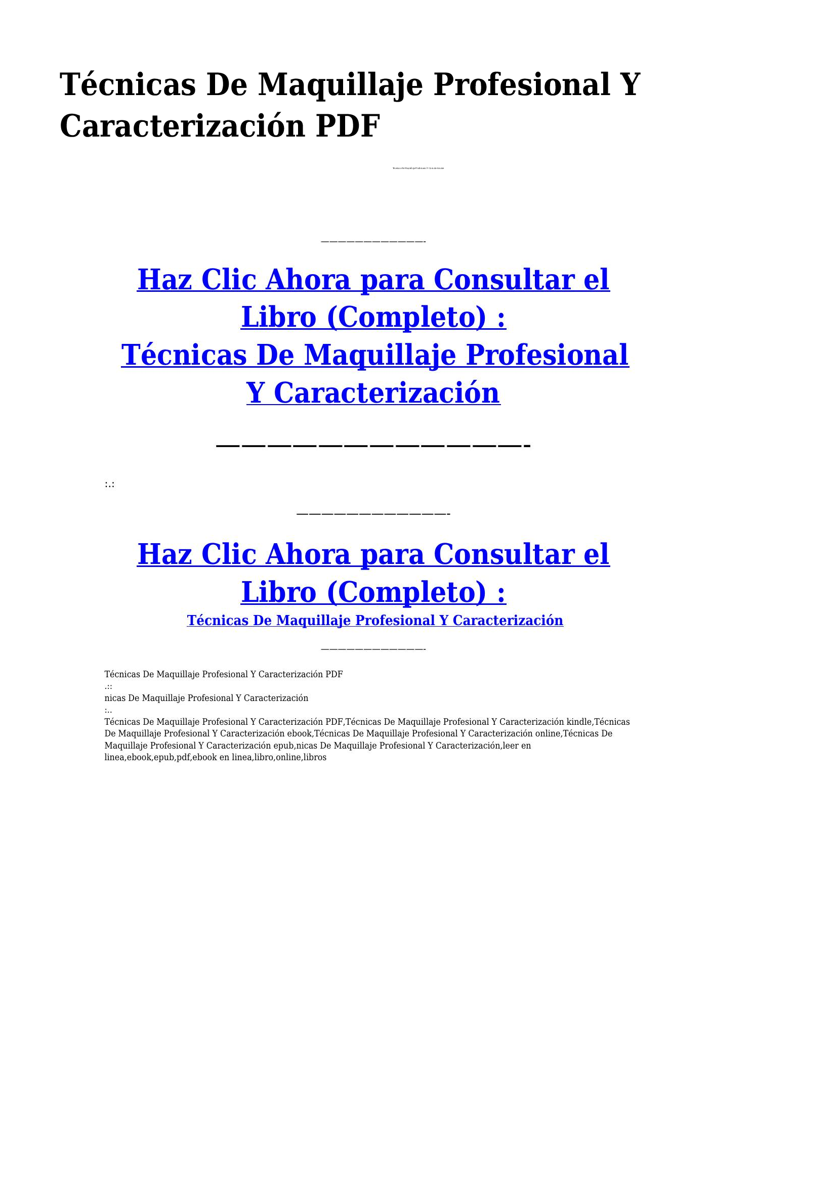 PDF) Tecnicas de Maquillaje Profesional Y Caracterizacion PDF 