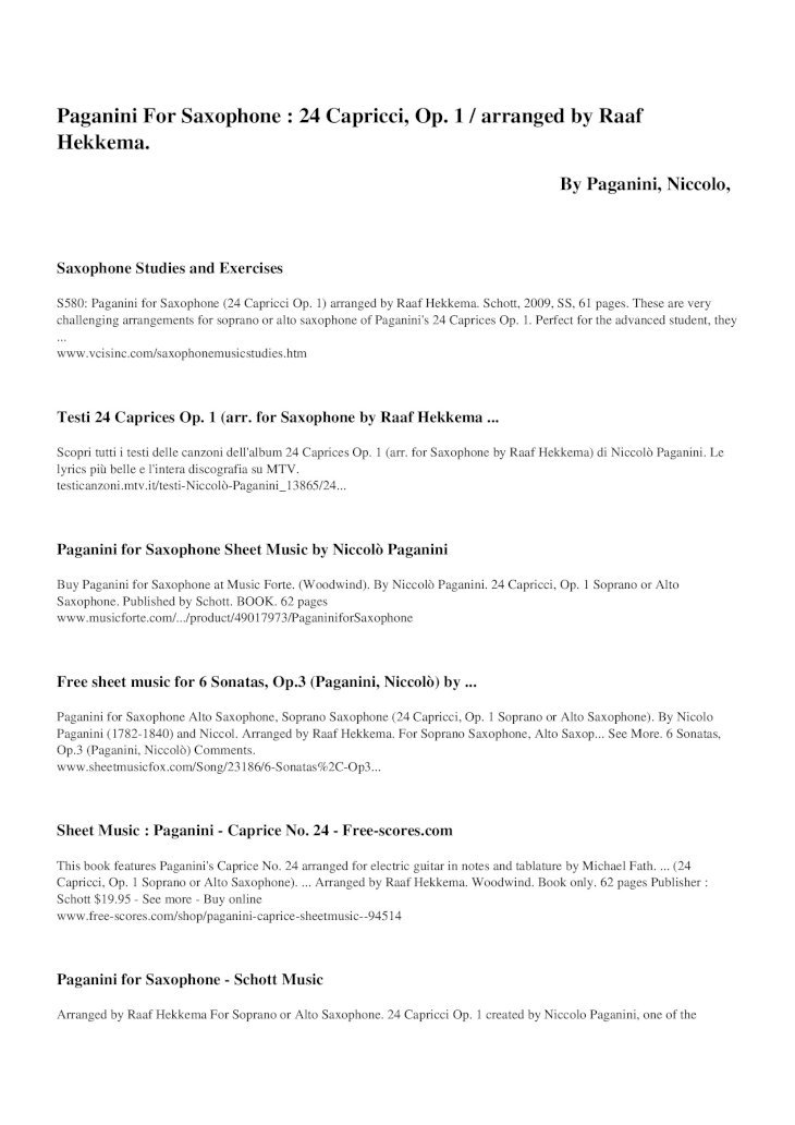 PDF) Paganini for Saxophone 24 Capricci Op 1 Arranged by Raaf Hekkema -  DOKUMEN.TIPS