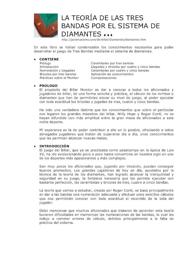 PDF) La teoria del billar a Tres Bandas por el sistema de diamantes -  DOKUMEN.TIPS
