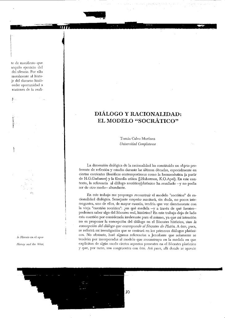 PDF) CALVO MARTÍNEZ, Tomás - Diálogo y Racionalidad, El Modelo 'Socrático -  