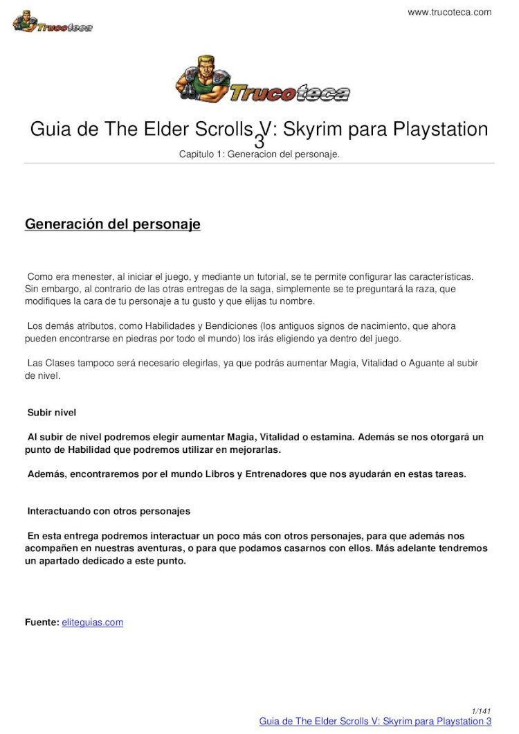 PDF) Guia Trucoteca the Elder Scrolls v Skyrim Playstation 3 