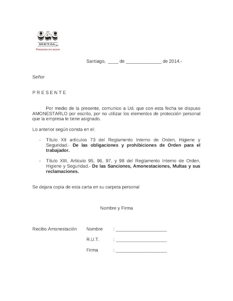 DOCX) Carta de Amonestacion Por No Uso de EPP 