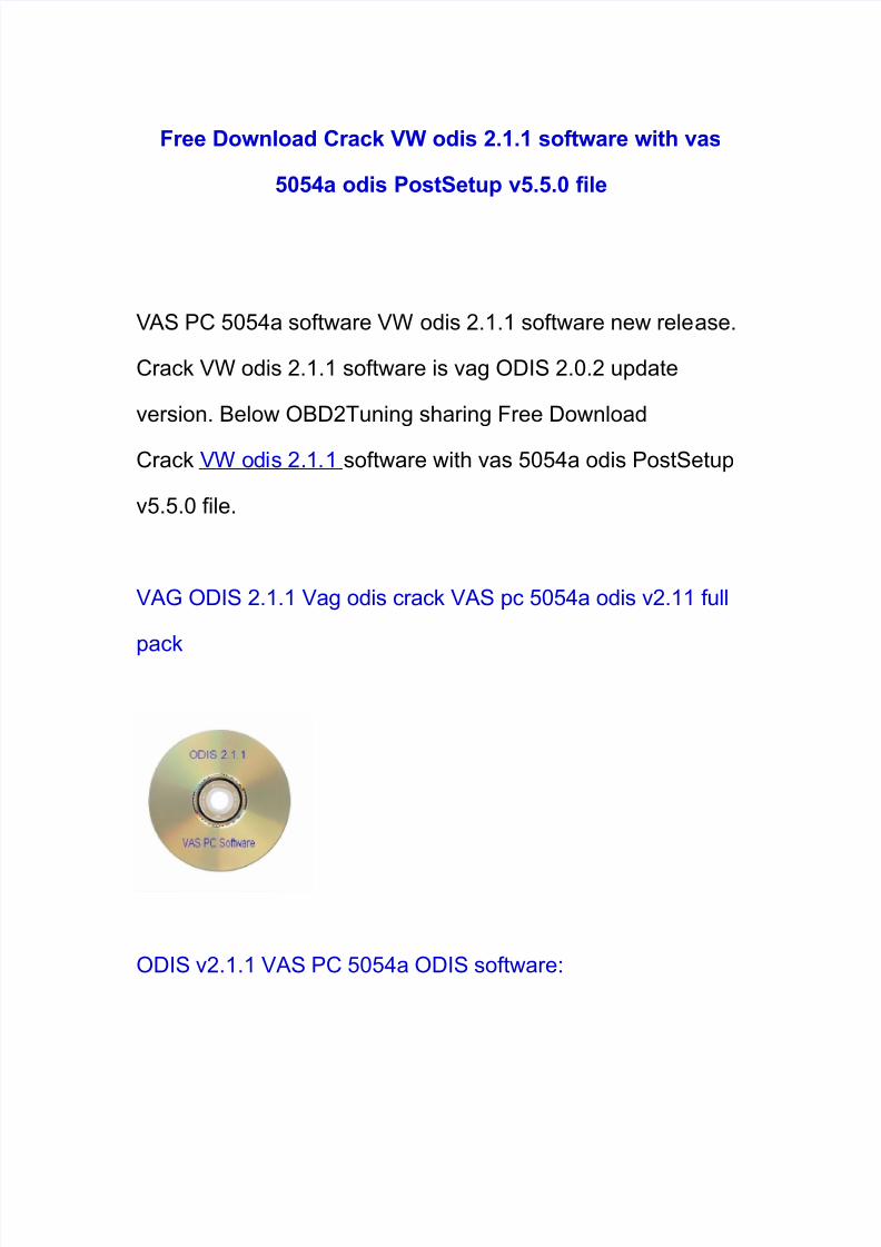 PDF) Free Download Crack VW odis 2.1.1 software with vas 5054a odis  PostSetup v5.5.0 file - DOKUMEN.TIPS