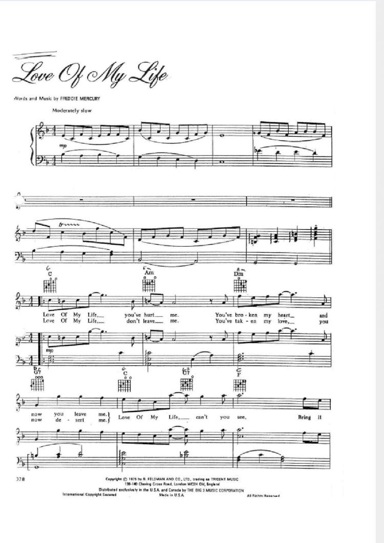 PDF) Queen & Freddie Mercury-Love of My Life - Spartito Piano -Voice -  DOKUMEN.TIPS