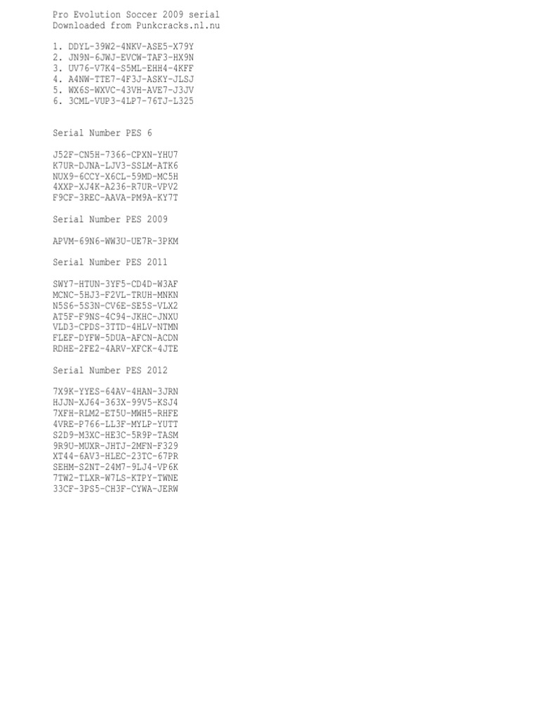 PDF) Serial Number PES 2009 - DOKUMEN.TIPS