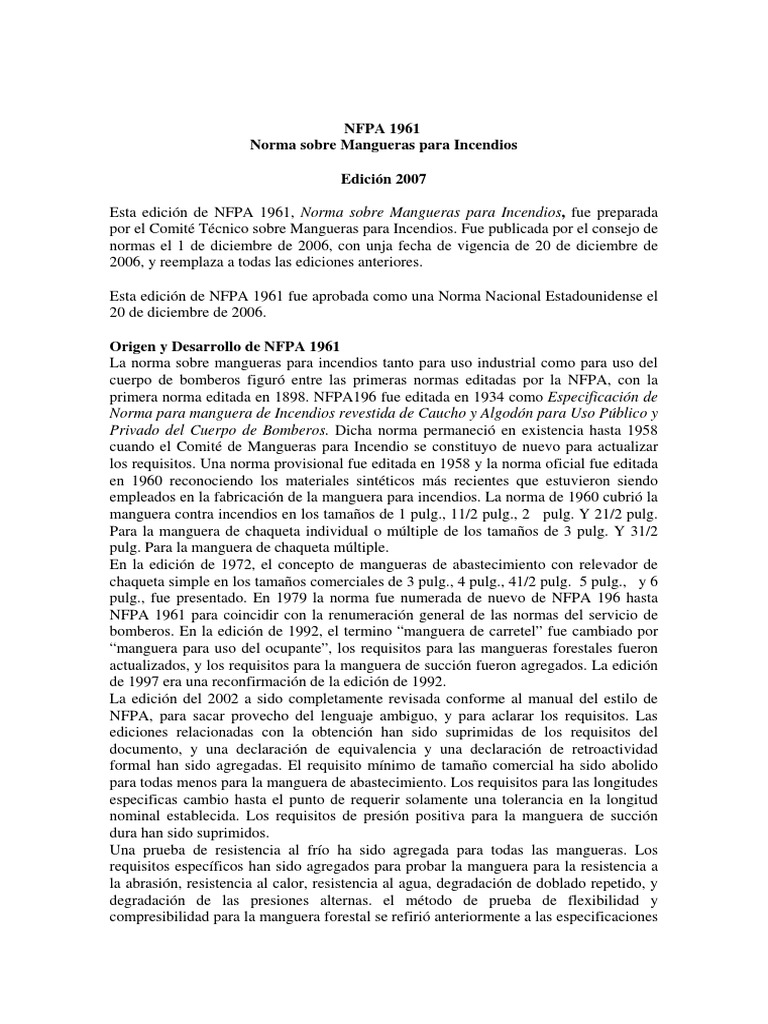 PDF) NFPA 1961 (2007) - Norma Sobre Mangueras para Incendios.pdf -  DOKUMEN.TIPS
