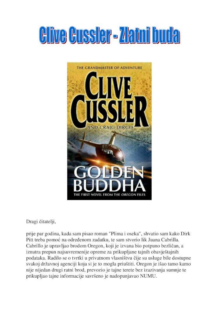 PDF) Clive Cussler - Zlatni Buda - DOKUMEN.TIPS