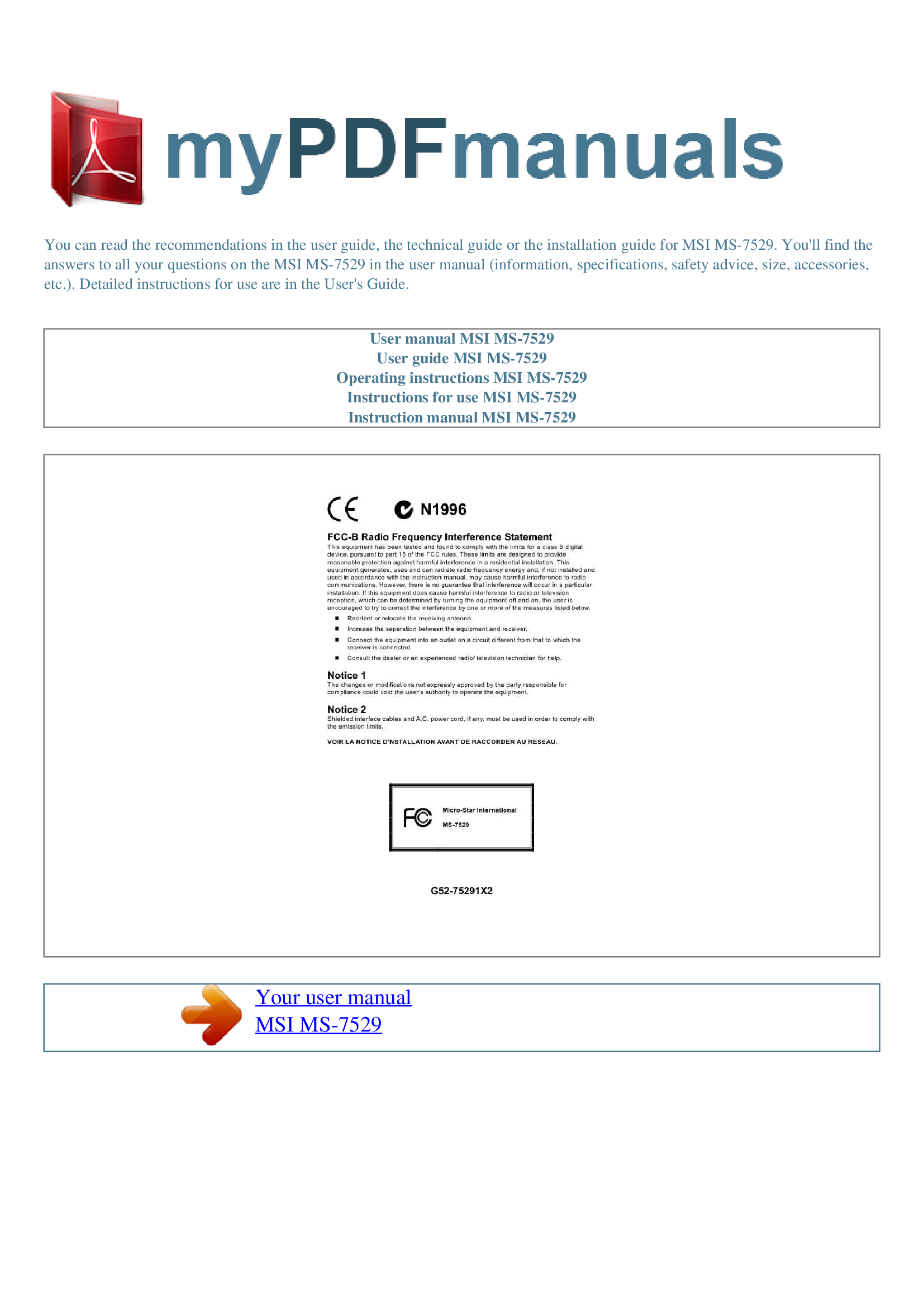 PDF) User Manual MSI MS 7529 E - DOKUMEN.TIPS