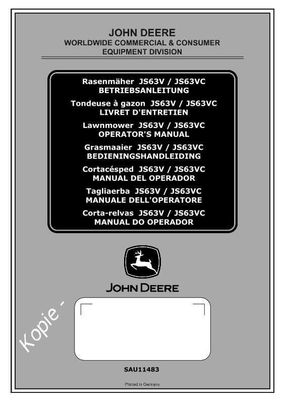 PDF) John Deere JS63V Gressklipper Operator&#039;s Manual - DOKUMEN.TIPS