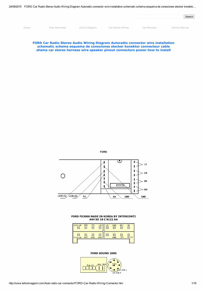 PDF) FORD Car Radio Stereo Audio Wiring Diagram Autoradio connector wire  installation schematic schema esquema de conexiones stecker konektor  connecteur cable shema.pdf - DOKUMEN.TIPS