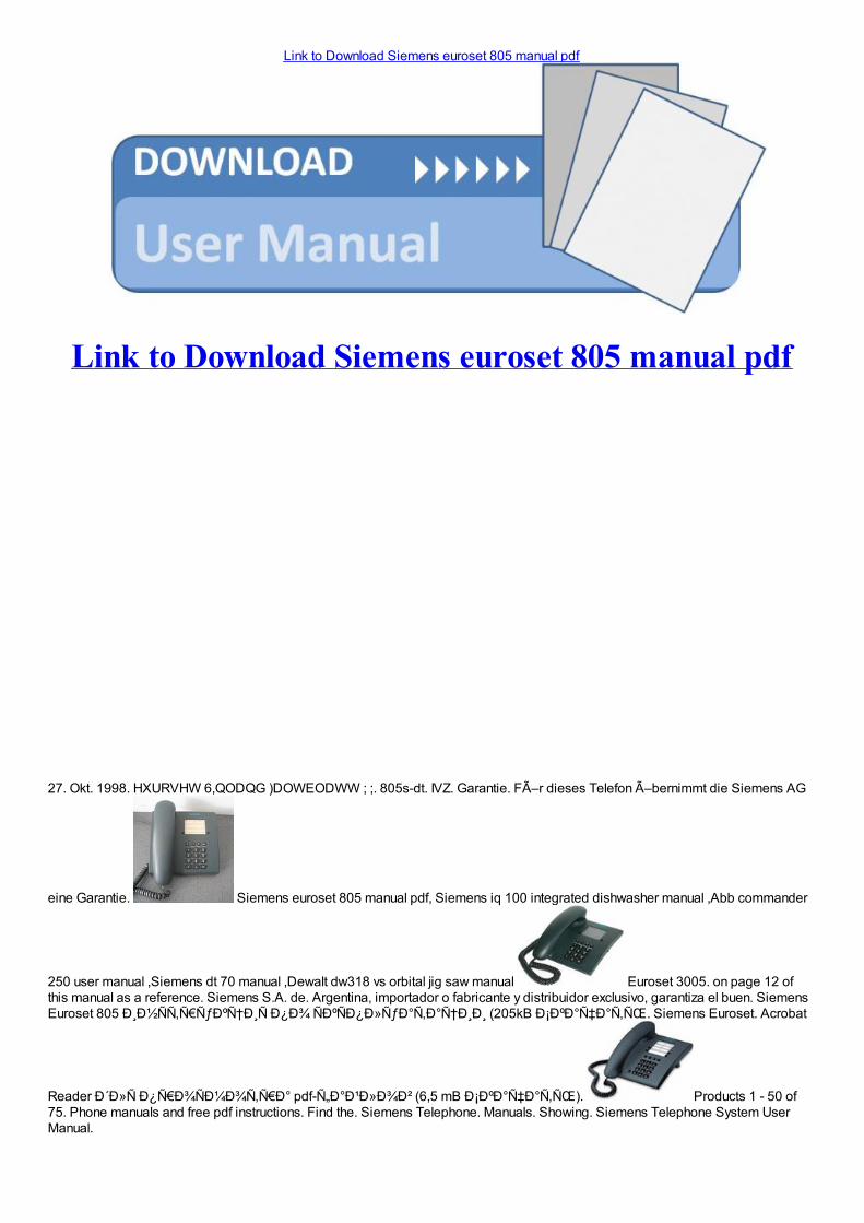 PDF) Siemens euroset 805 manual pdf Download - DOKUMEN.TIPS