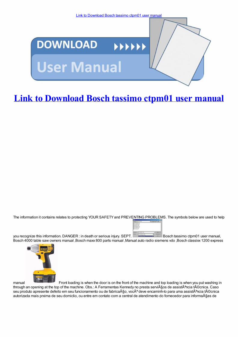 PDF) Bosch tassimo ctpm01 user manual - DOKUMEN.TIPS