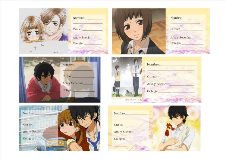 PDF) Etiquetas para cuaderno de anime 
