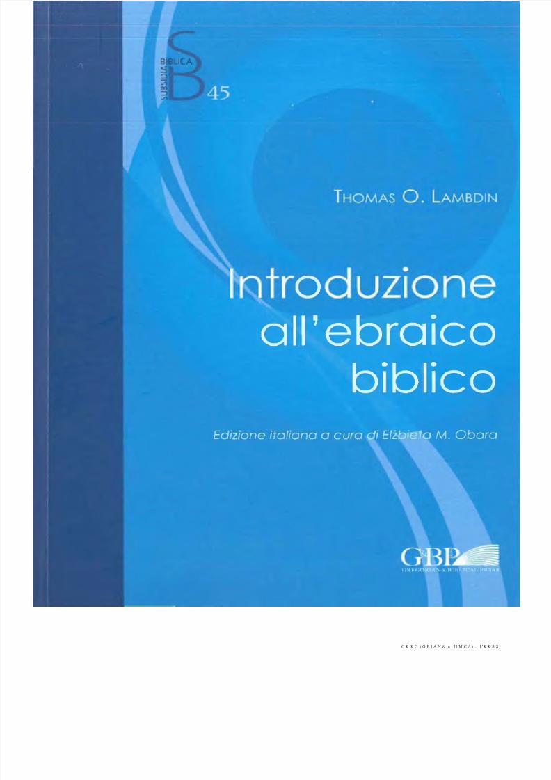PDF) Lambdin, Introduzione All&#039;Ebraico Biblico, Gregorian & Biblical  Press - DOKUMEN.TIPS