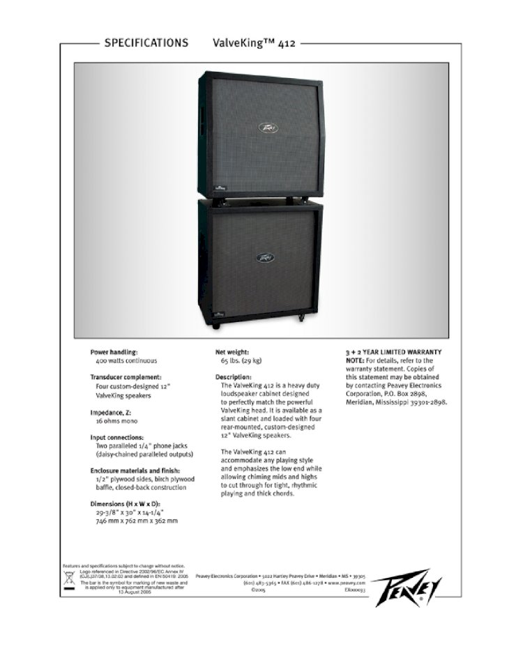 PDF) Coluna 4x12" PEAVEY Valve King 412 Slant - Manual Sonigate -  DOKUMEN.TIPS
