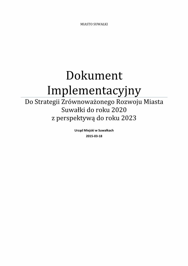 (PDF) Dokument Implementacyjny do Strategii Zrównoważonego Rozwoju Suwałk DOKUMEN.TIPS
