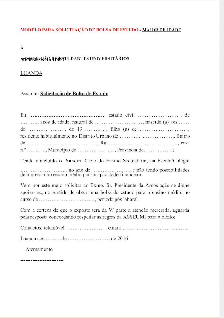 PDF) Carta Modelo - Solicitação de Bolsa de Estudo - Menor de Idade -  DOKUMEN.TIPS