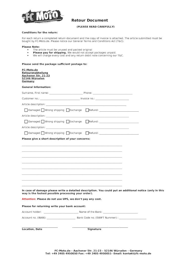 DOC) FC Moto return document - DOKUMEN.TIPS