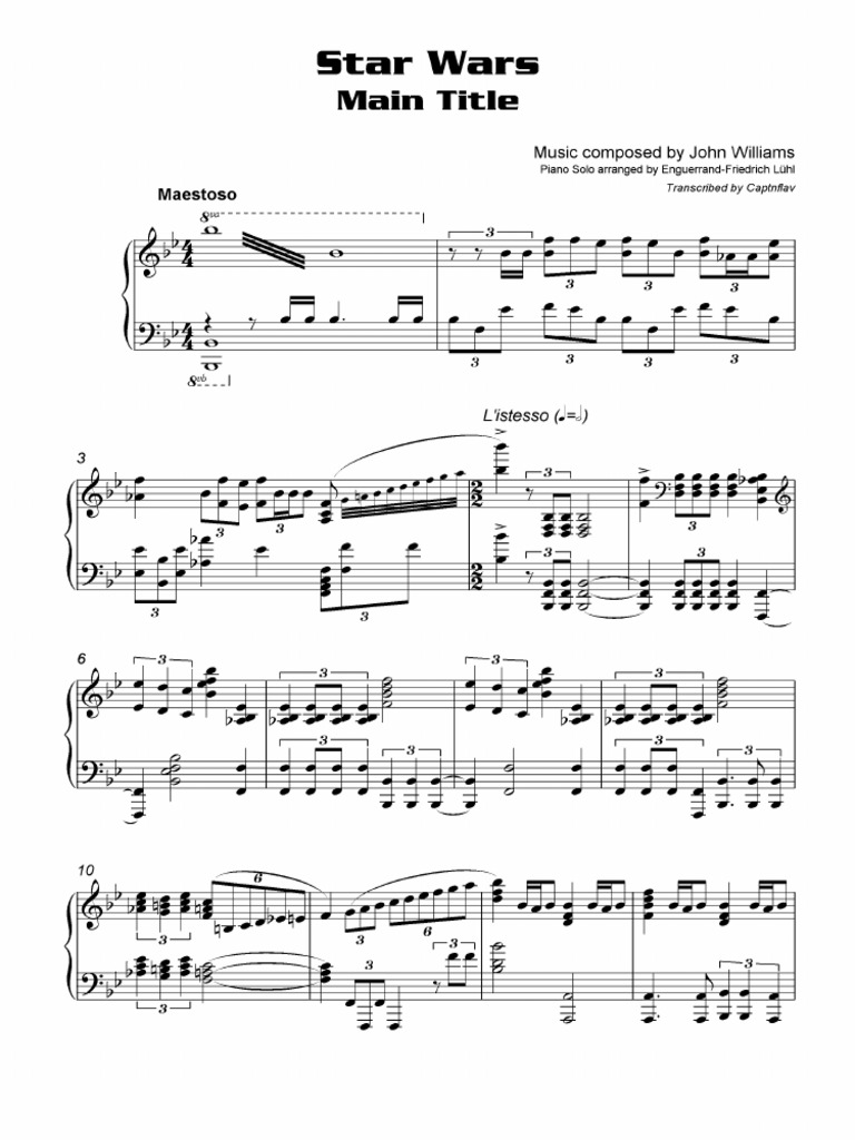 PDF) Captnflavs Transcription Piano Solo Sheet Music Star Wars Main Title  Piano Solo Advanced Version - DOKUMEN.TIPS