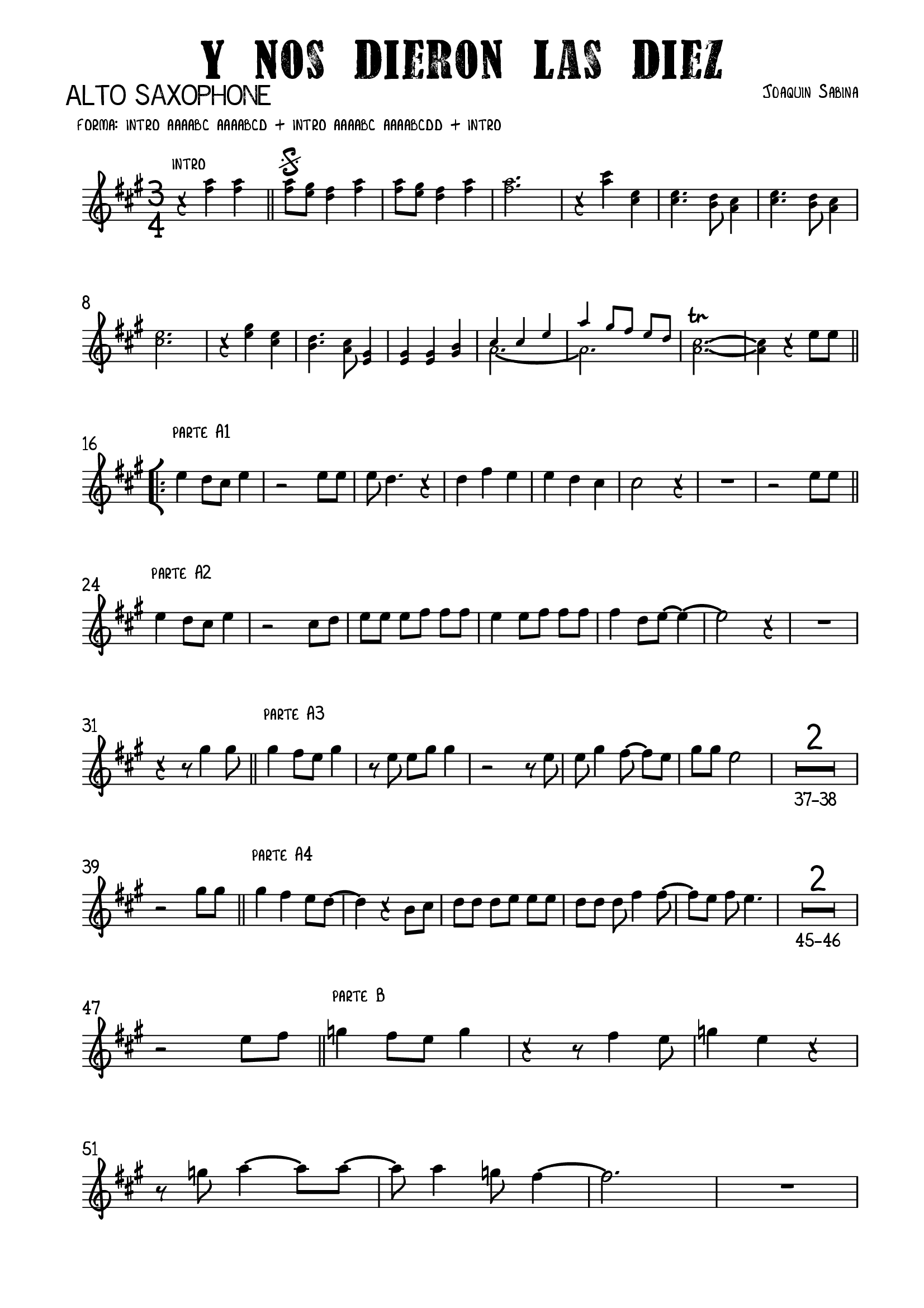 PDF) Y Nos Dieron Las Diez (Joaquin Sabina) Alto Saxophone - DOKUMEN.TIPS