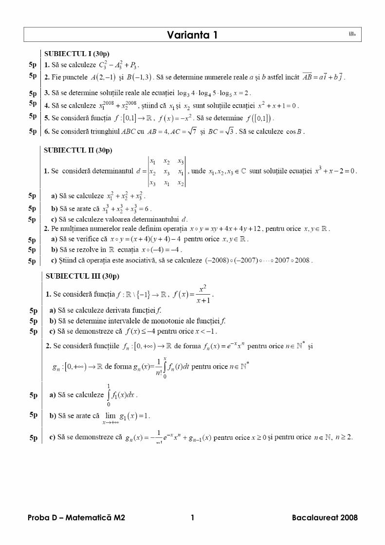 PDF) Variante Bac 2008 - Matematica M2 - DOKUMEN.TIPS