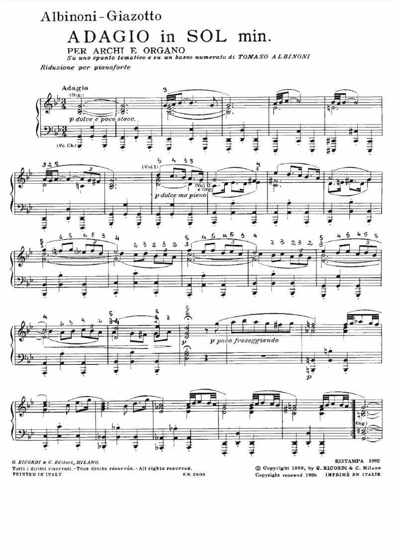 PDF) Albinoni Giazotto Adagio in Gm Piano Solo Sheet Music - DOKUMEN.TIPS