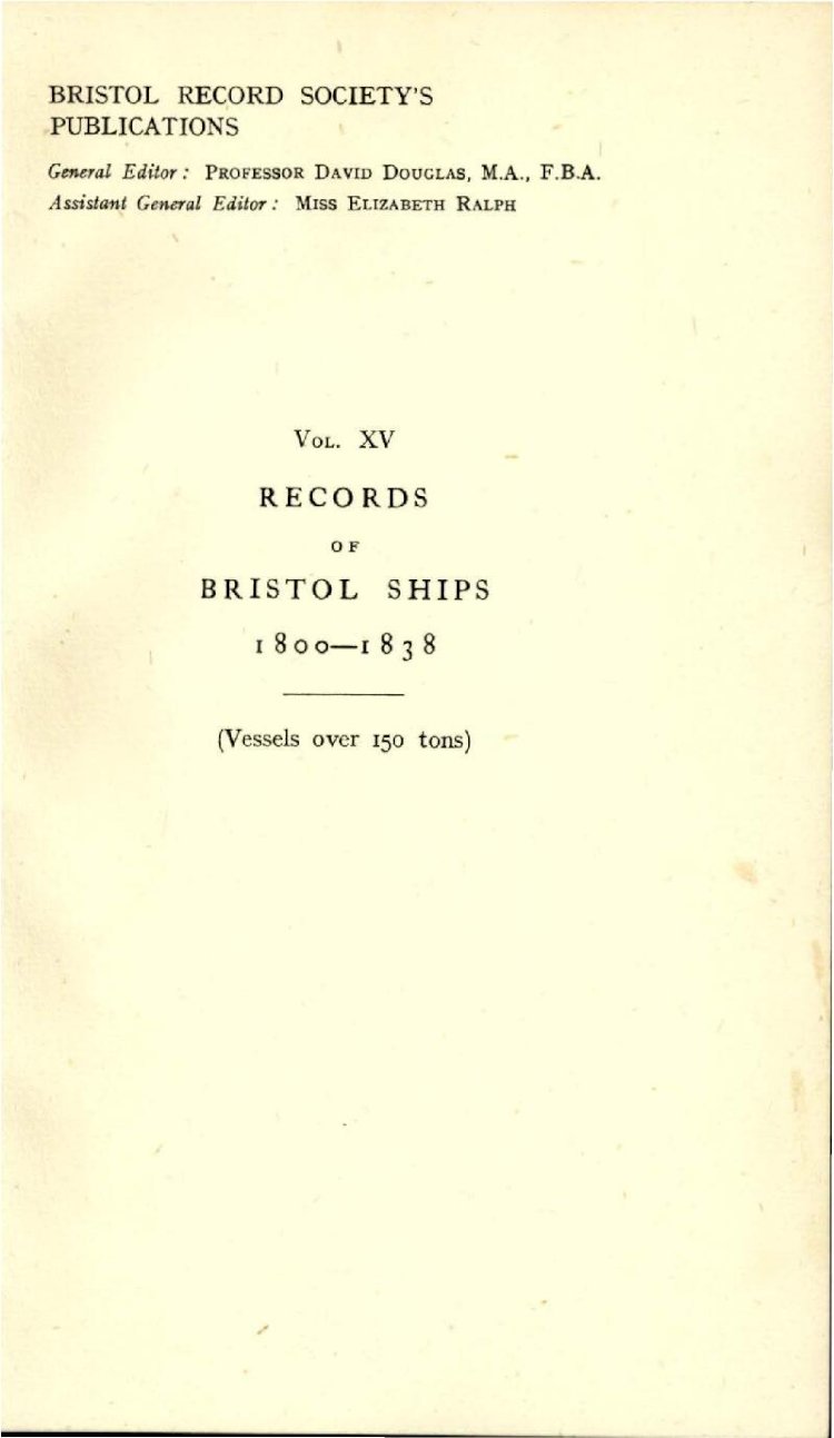 PDF) Records of Bristol Ships 1800-1838 (Vessels over 150 tons) 