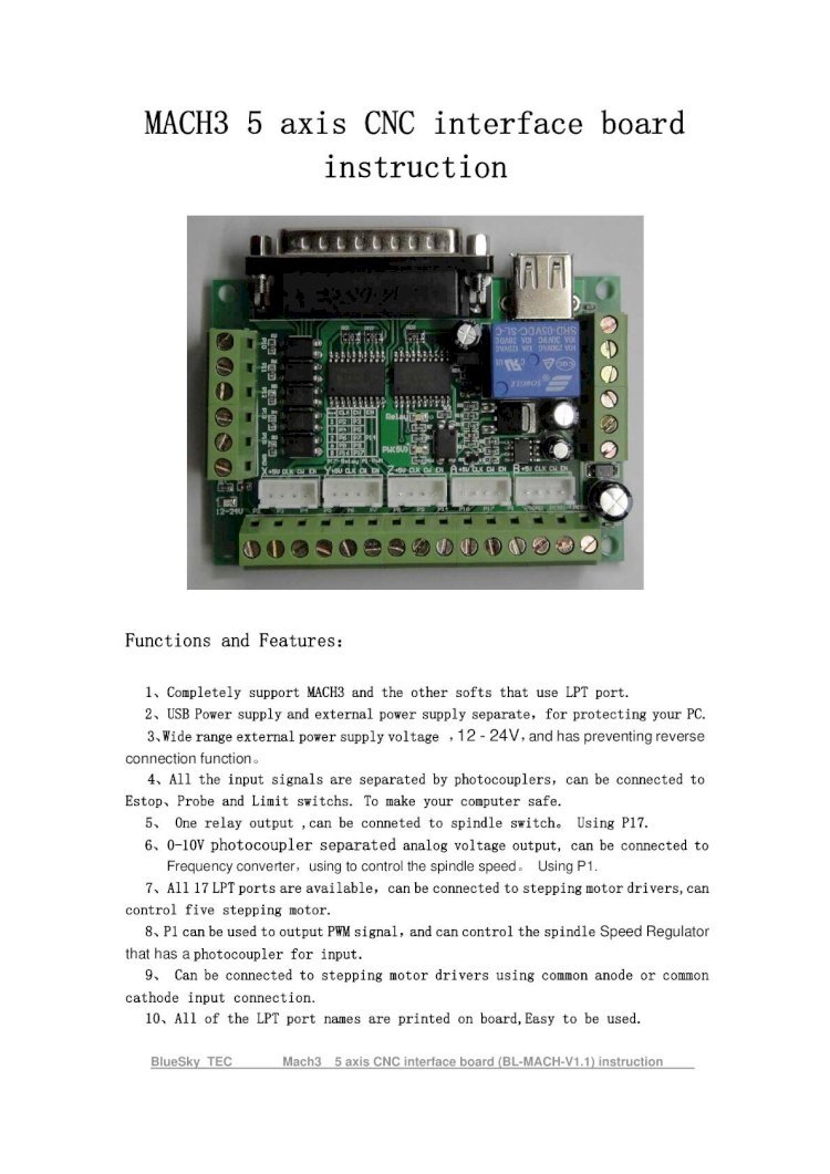 PDF) MACH3 5 axis CNC interface board instruction - DOKUMEN.TIPS