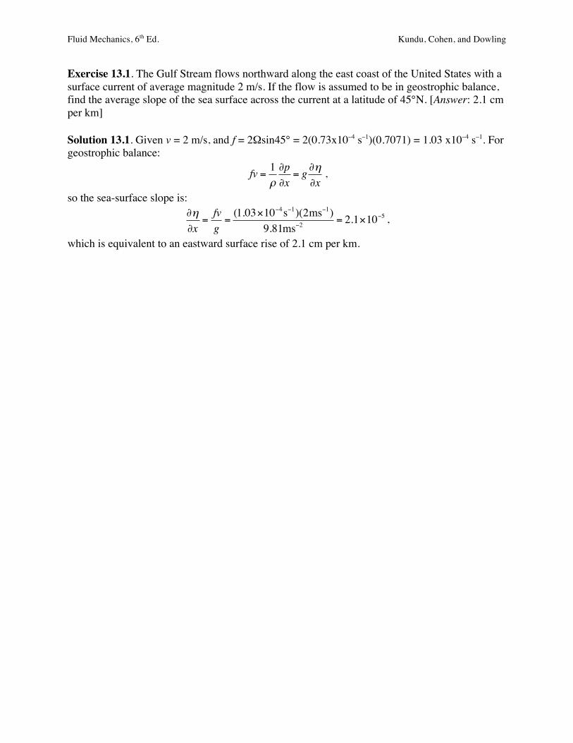 PDF) Fluid Mechanics Kundu Cohen 6th edition solutions Sm ch (13) -  DOKUMEN.TIPS