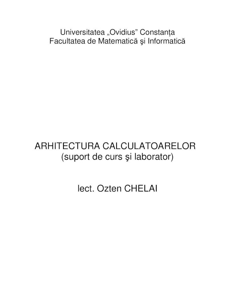 PDF) ARHITECTURA CALCULATOARELOR (suport de curs şi laborator - DOKUMEN.TIPS