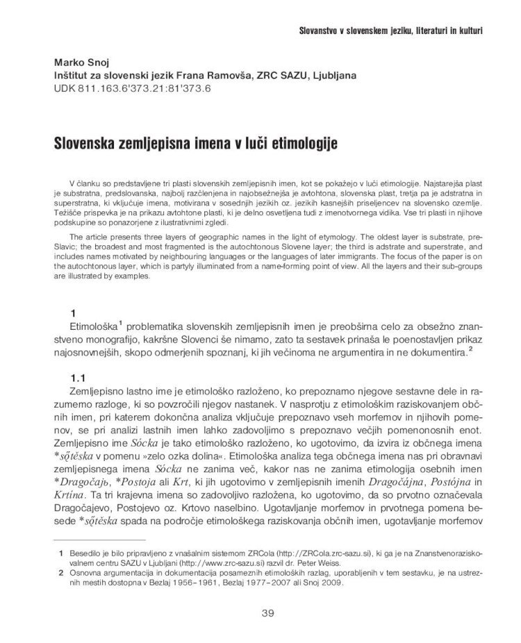 PDF) Slovenska zemljepisna imena v luči etimologije - DOKUMEN.TIPS