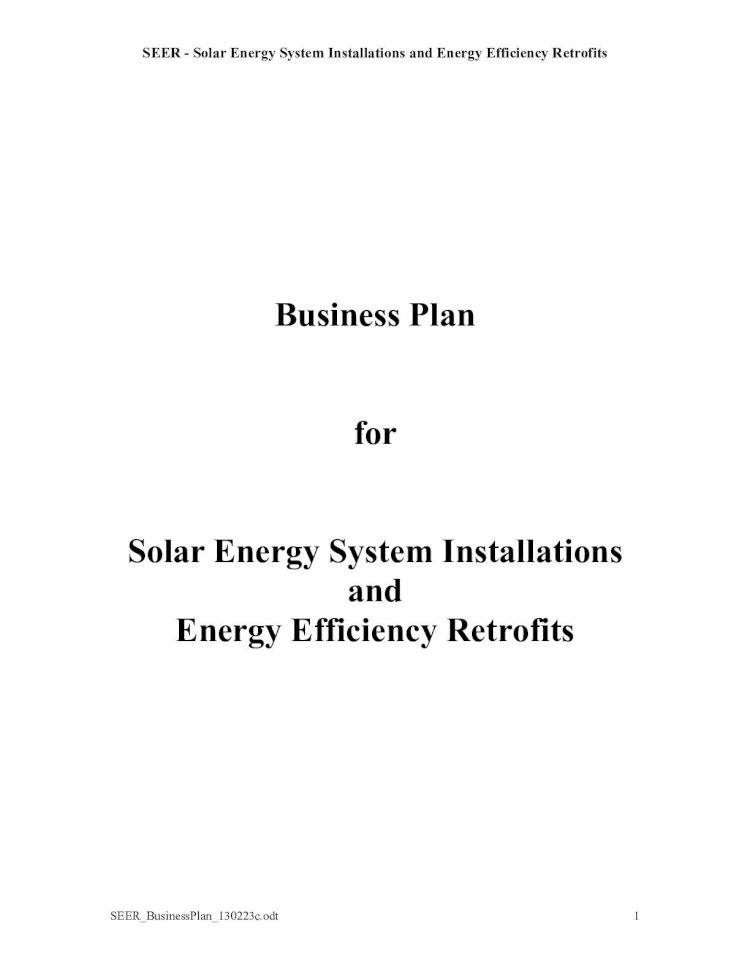 business plan for solar installation company