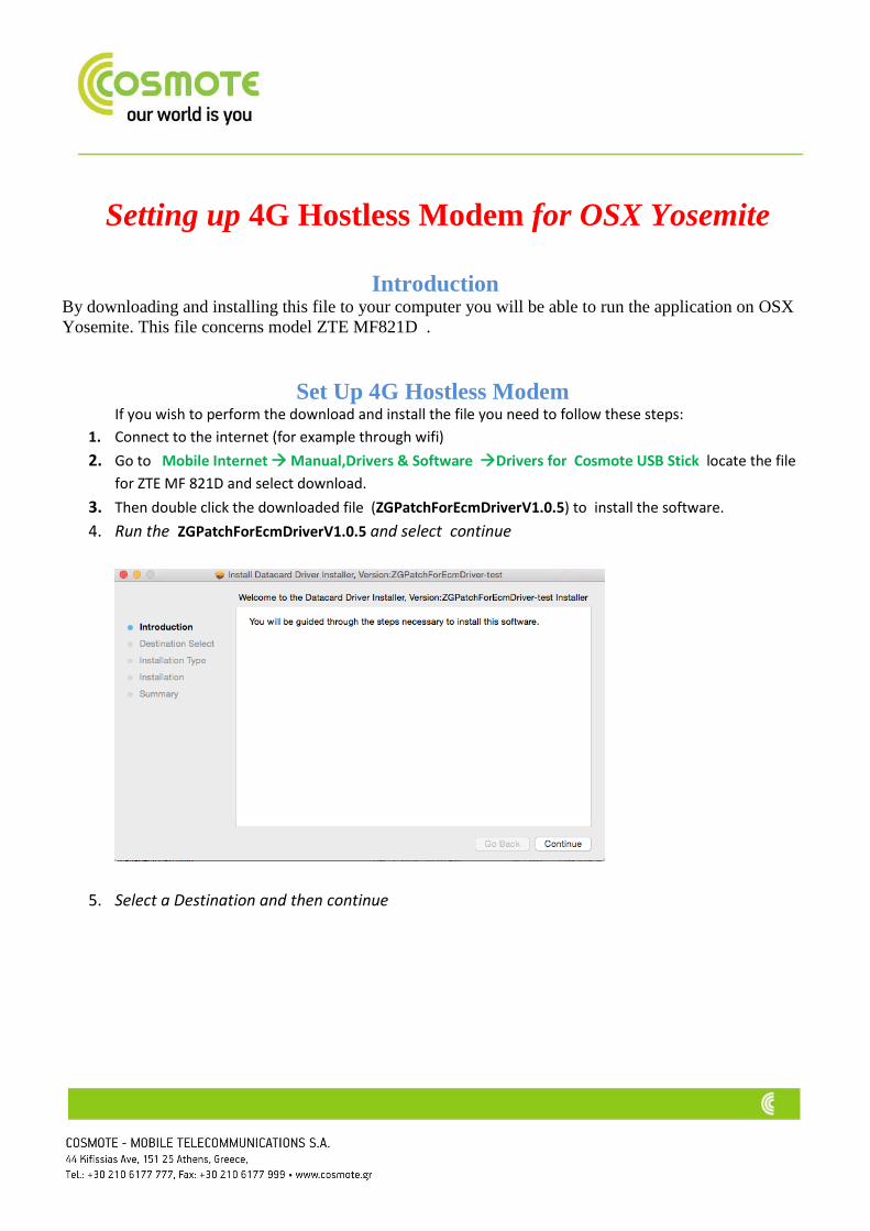PDF) Setting up 4G Hostless Modem for OSX Yosemite - Cosmote &middot; PDF  fileSetting up 4G Hostless Modem for OSX Yosemite Introduction By  downloading and installing this file to your computer -