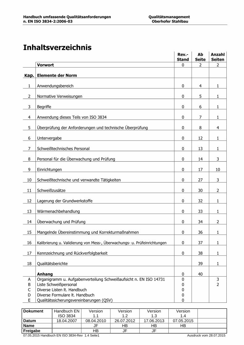 PDF) 07.05.2015 Handbuch EN ISO 3834-Rev 1 - Oberhofer &middot; PDF  fileHandbuch umfassende Qualit&auml;tsanforderungen  Qualit&auml;tsmanagement n. EN ISO 3834-2:2006-03 Oberhofer Stahlbau -  DOKUMEN.TIPS