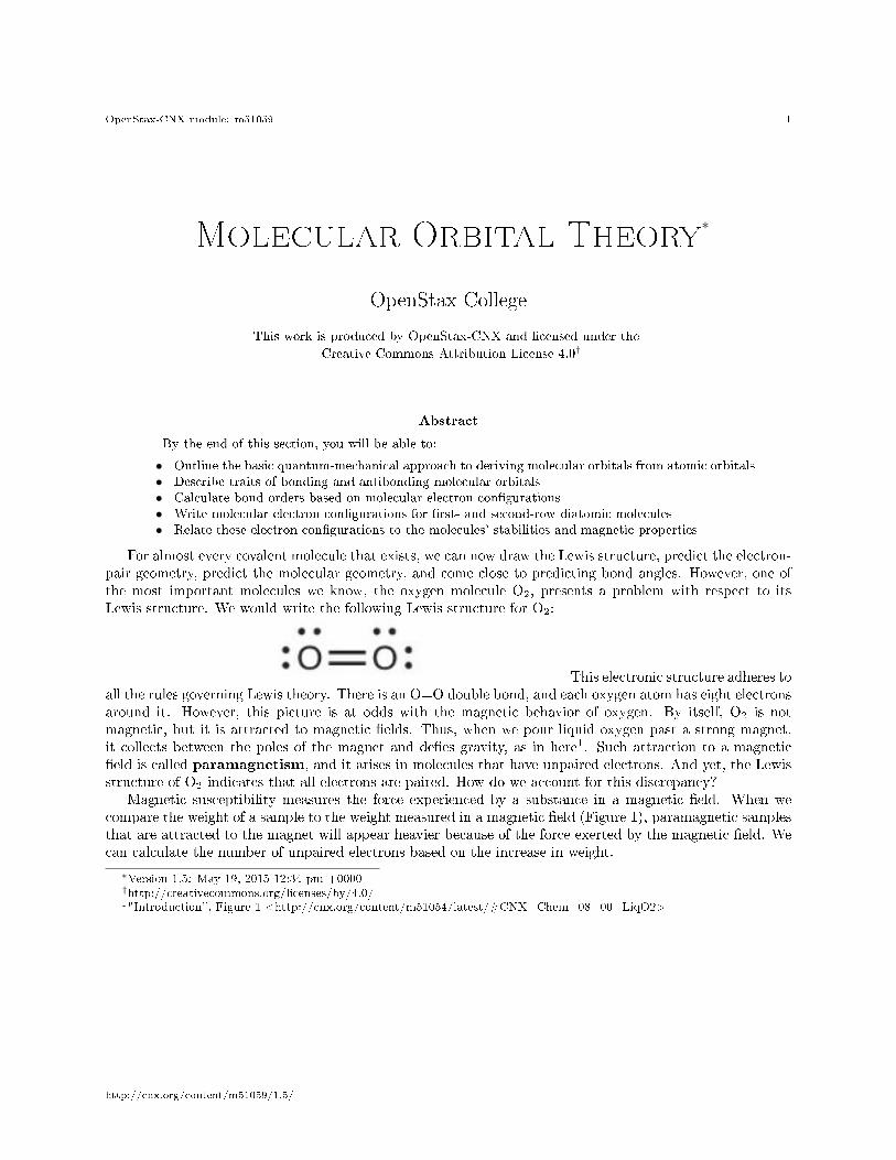 (PDF) Molecular Orbital Theory - OpenStax CNXcnx.org/.../molecular ...