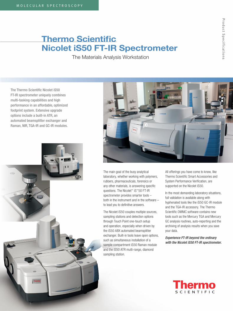 PDF) Thermo Scientific Nicolet iS50 FT-IR Spectrometer.pdf · The Thermo  Scientific Nicolet iS50 FT-IR spectrometer uniquely combines multi-tasking  capabilities and high performance in - DOKUMEN.TIPS