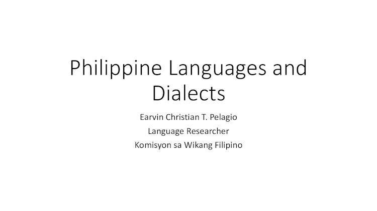 (PDF) Philippine Languages and Dialects · Ang Filipino ay ang